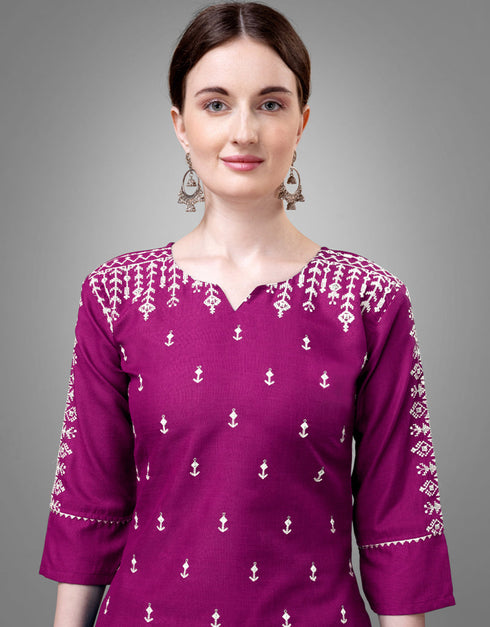 Traditional Function Wear Readymade Suit Collection Purple Cotton Blend Pant Straight Side View